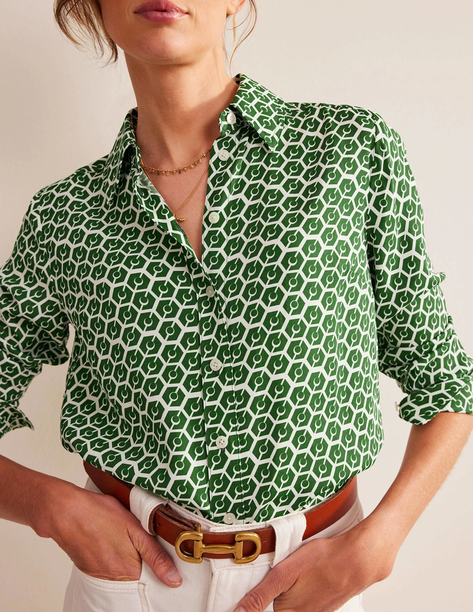Straight-Fit Twill Shirt-Winter Green, Reverie
