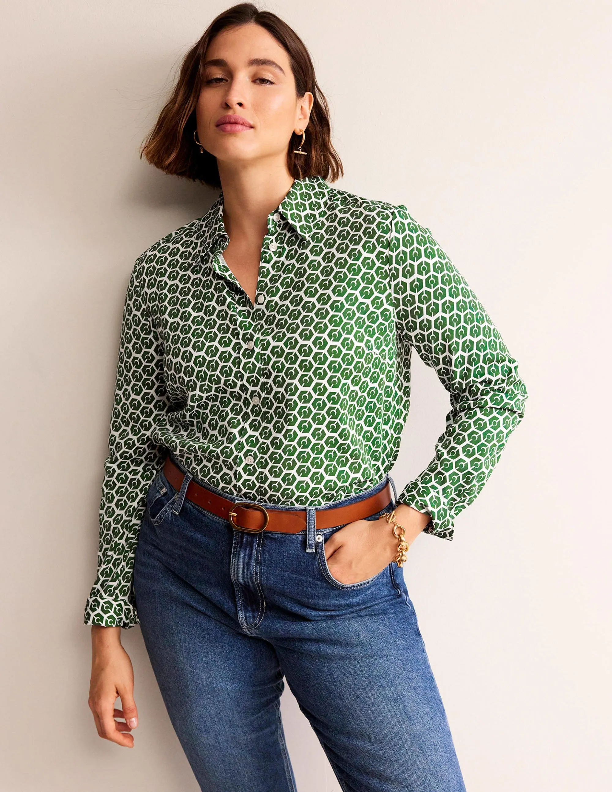 Straight-Fit Twill Shirt-Winter Green, Reverie