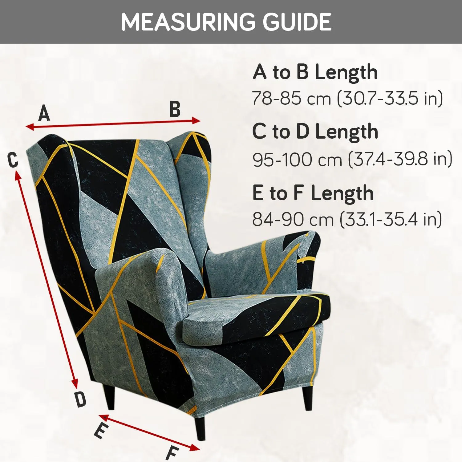 Stretchable 140 GSM Wing Chair Cover, Multicolor Abstract Geometry