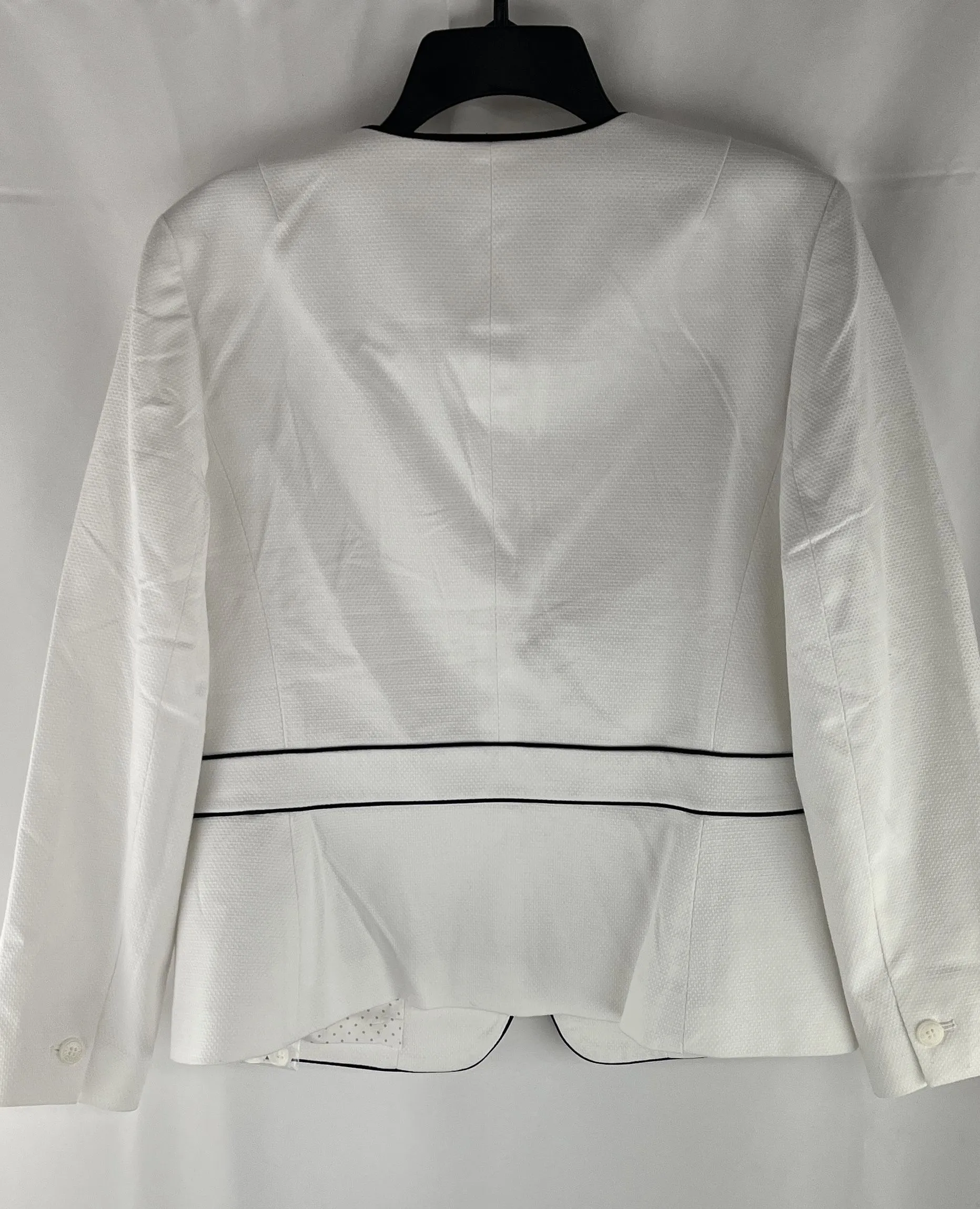 Talbots Women's White Lined Blazer Jacket with Black Trim NWT Size 16P MSRP $189