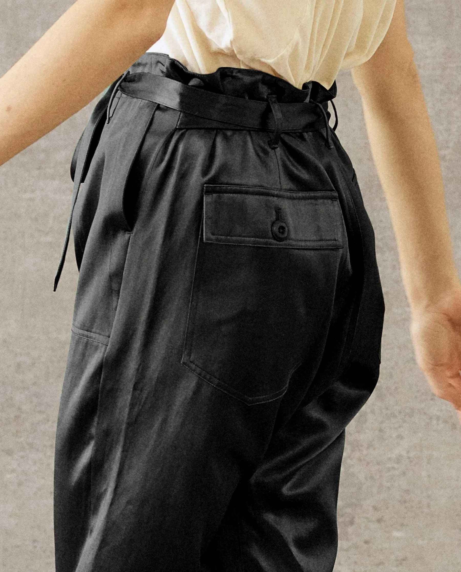 The Satin Convertible Trouser. -- Black