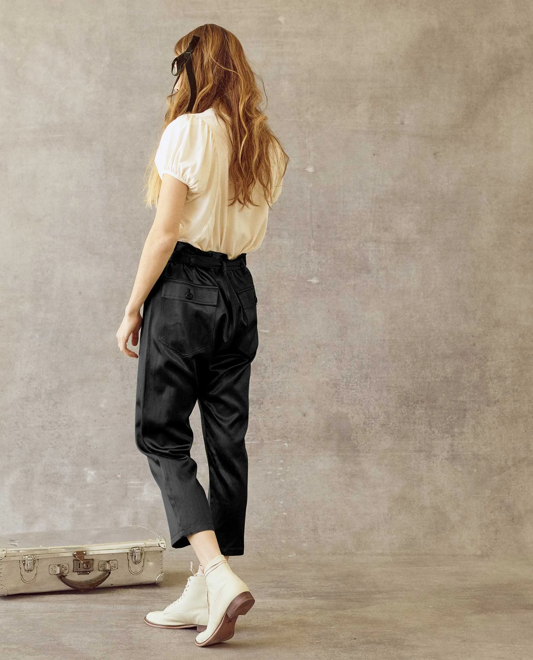 The Satin Convertible Trouser. -- Black
