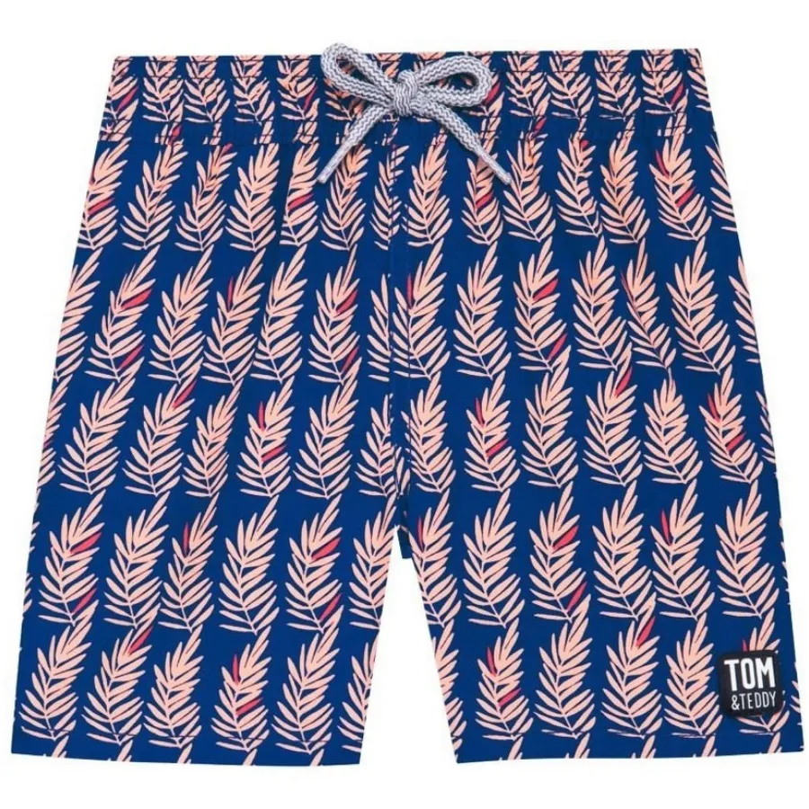 Tom & Teddy Boys Ferns Swim Shorts FRNBP-J - Navy/ Pink