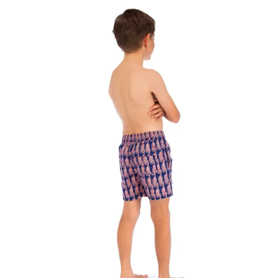 Tom & Teddy Boys Ferns Swim Shorts FRNBP-J - Navy/ Pink