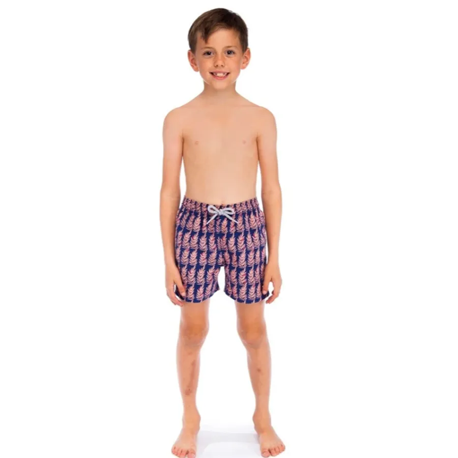 Tom & Teddy Boys Ferns Swim Shorts FRNBP-J - Navy/ Pink