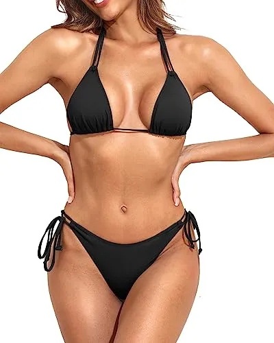 Triangle Swimsuit Halter Double Straps Bikini Sets
