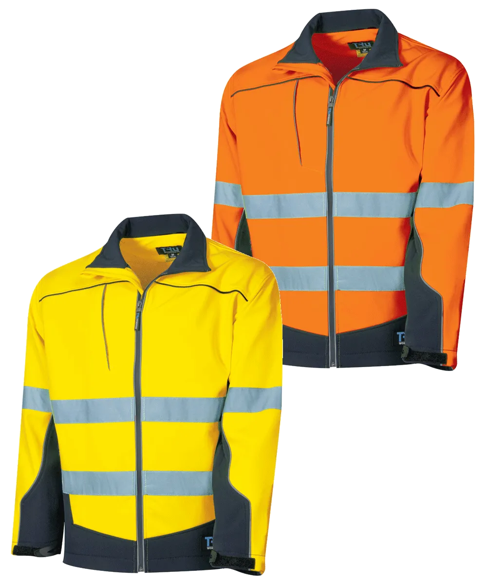 Tru Workwear Hi Vis 2 Tone Soft Shell Jacket c/w Reflective Tape TJ2960T1