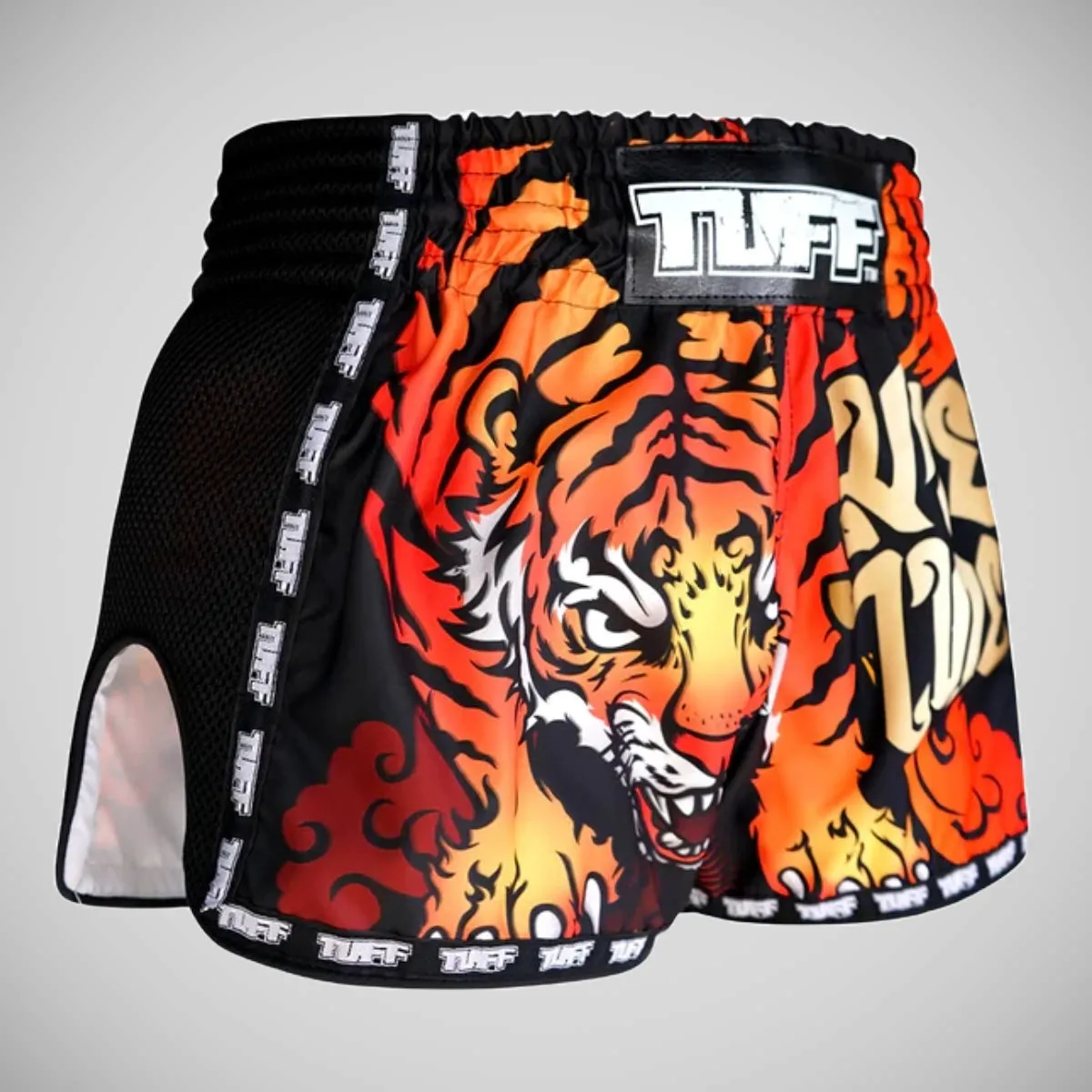 TUFF Sport MRS303 Retro Style Black Cruel Tiger Muay Thai Shorts