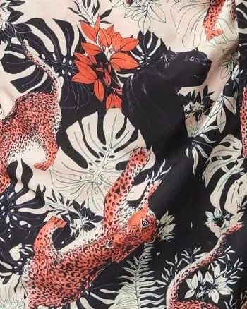 Unique Vintage Jungle Cat Print Leilani Sarong Dress | Black