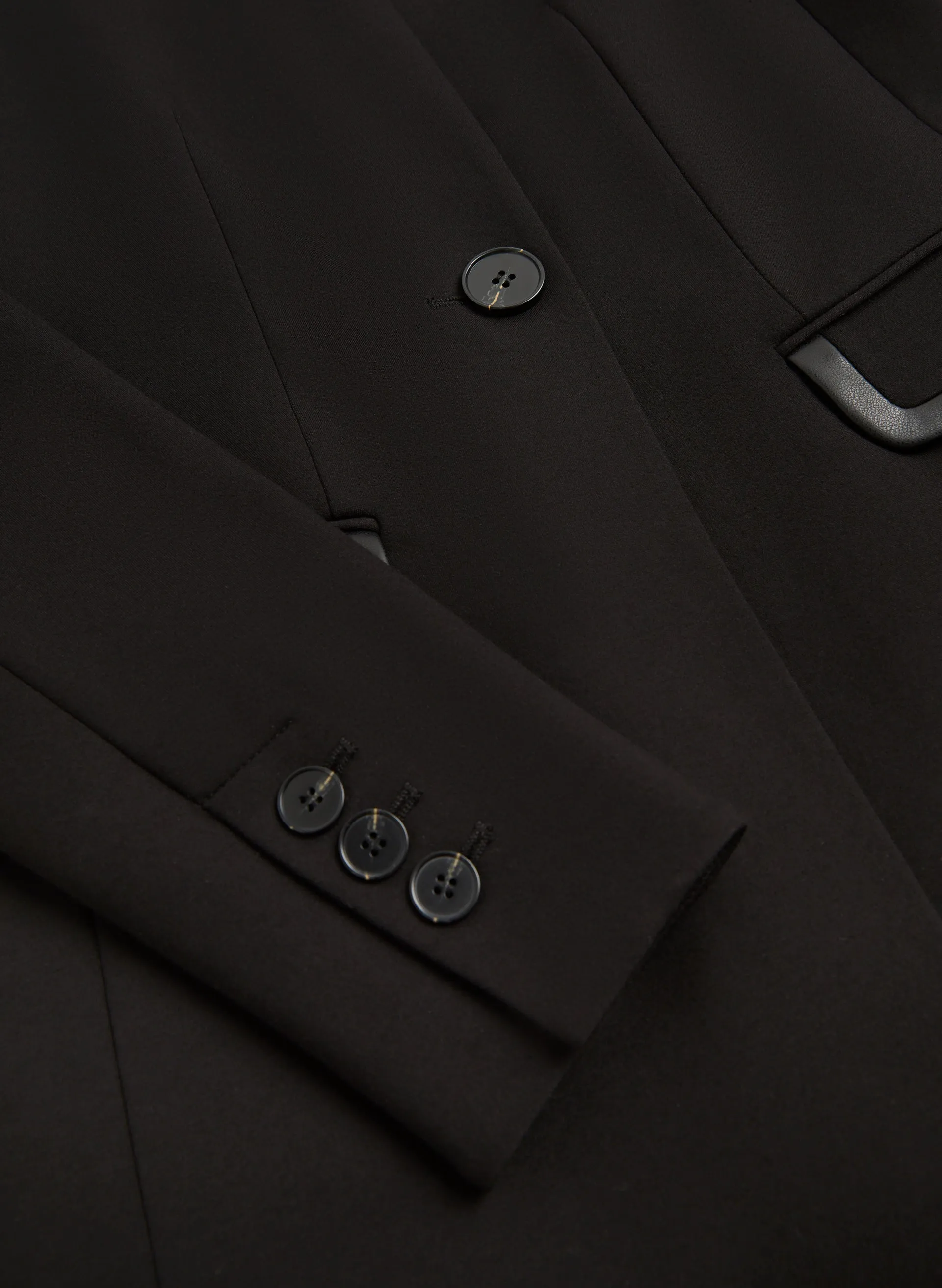Vegan Leather Detail Redingote Jacket