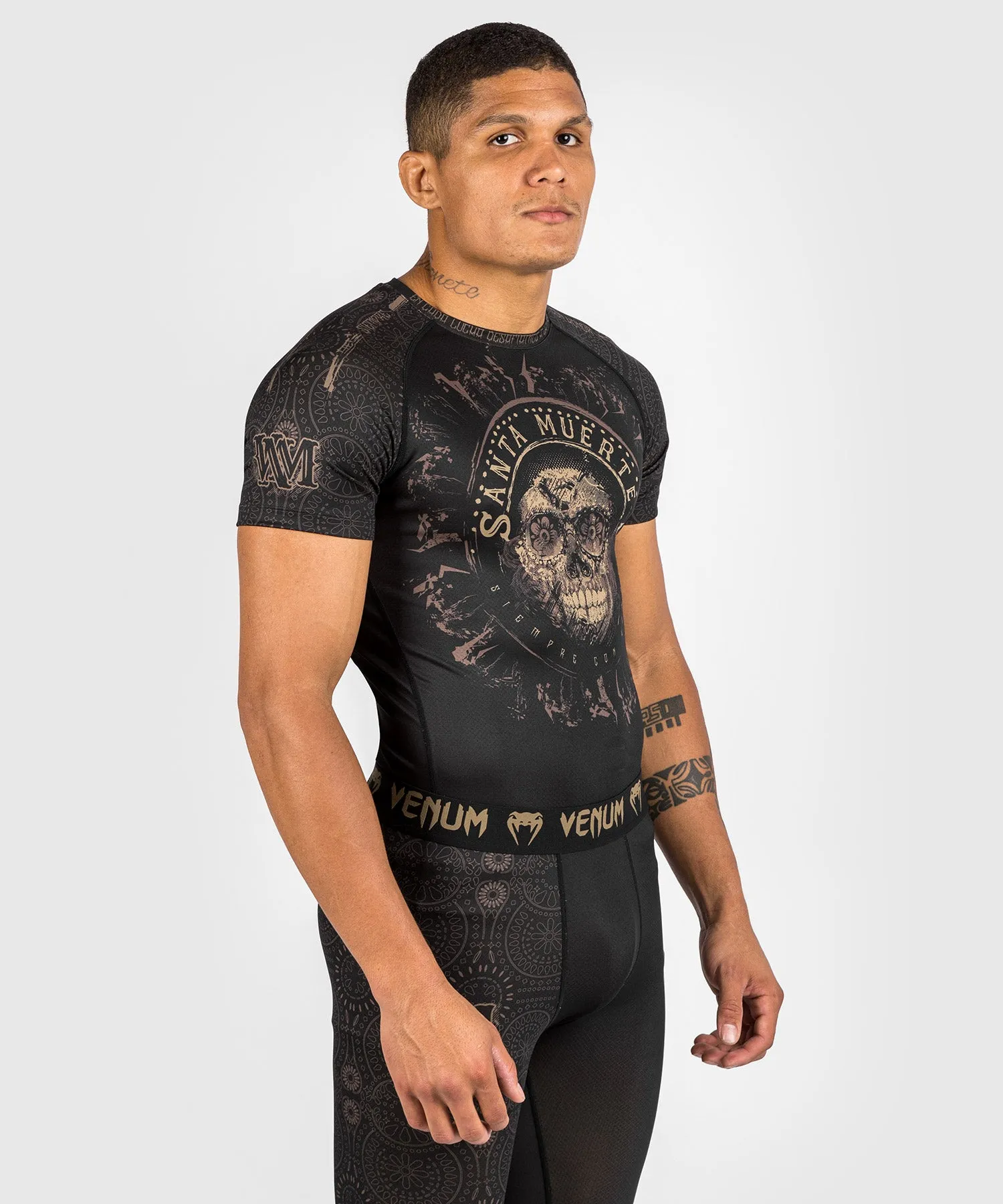 Venum Santa Muerte Dark Side - Rashguard Short Sleeves - Black/Brown