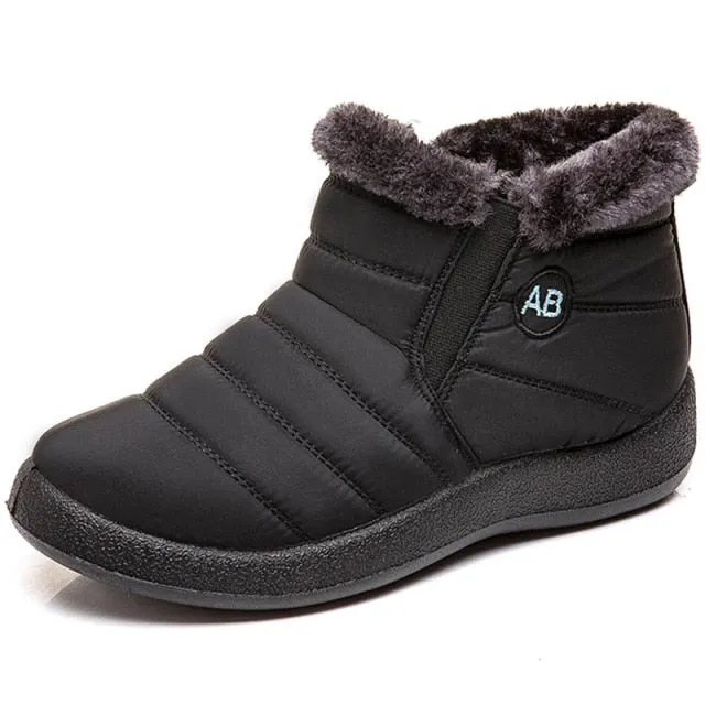 Winter Boots Shoes Women Ankle Boots Cotton Fabric Snow Woman Plush Shoes Ladies Booties Waterproof Shoes Buty Damskie