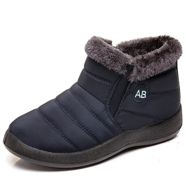 Winter Boots Shoes Women Ankle Boots Cotton Fabric Snow Woman Plush Shoes Ladies Booties Waterproof Shoes Buty Damskie
