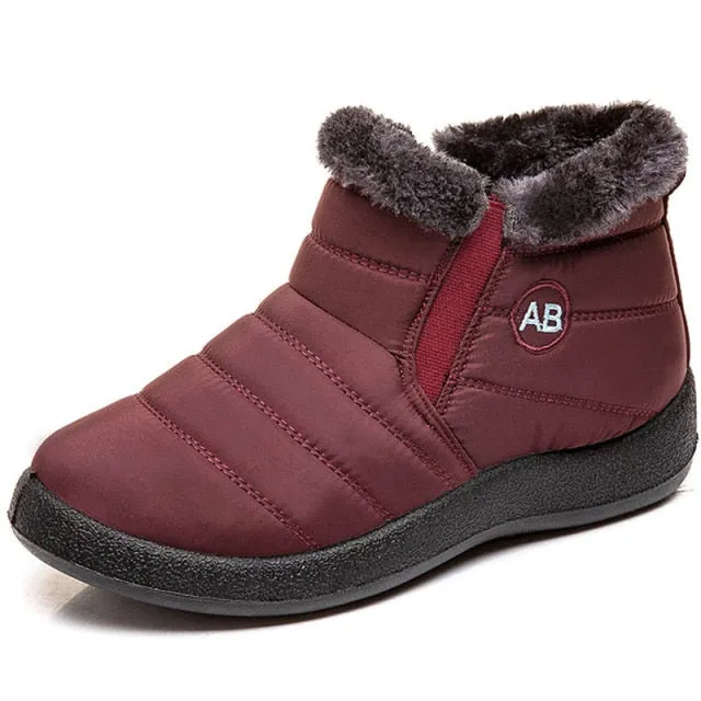 Winter Boots Shoes Women Ankle Boots Cotton Fabric Snow Woman Plush Shoes Ladies Booties Waterproof Shoes Buty Damskie