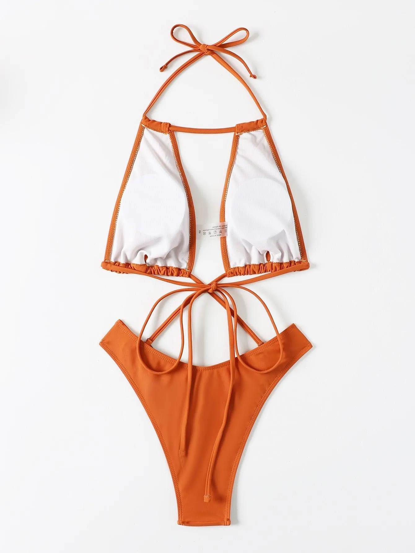Women's Sexy Cross Halter One-Piece Swimsuit - GFIT, Brown Beachwear