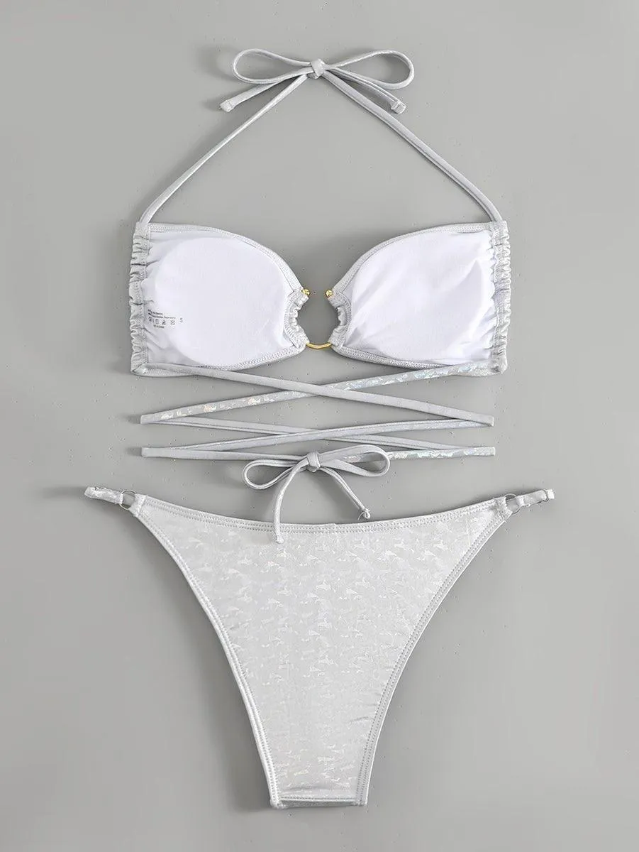 Women's White String Bikini Set - GFIT SPORTS Sexy Swimwear for Beach & Pool