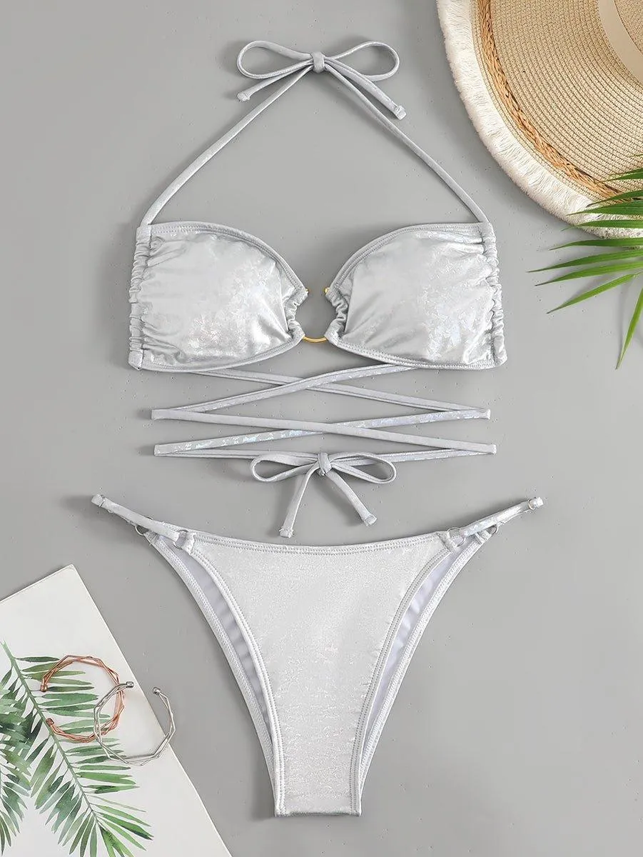 Women's White String Bikini Set - GFIT SPORTS Sexy Swimwear for Beach & Pool