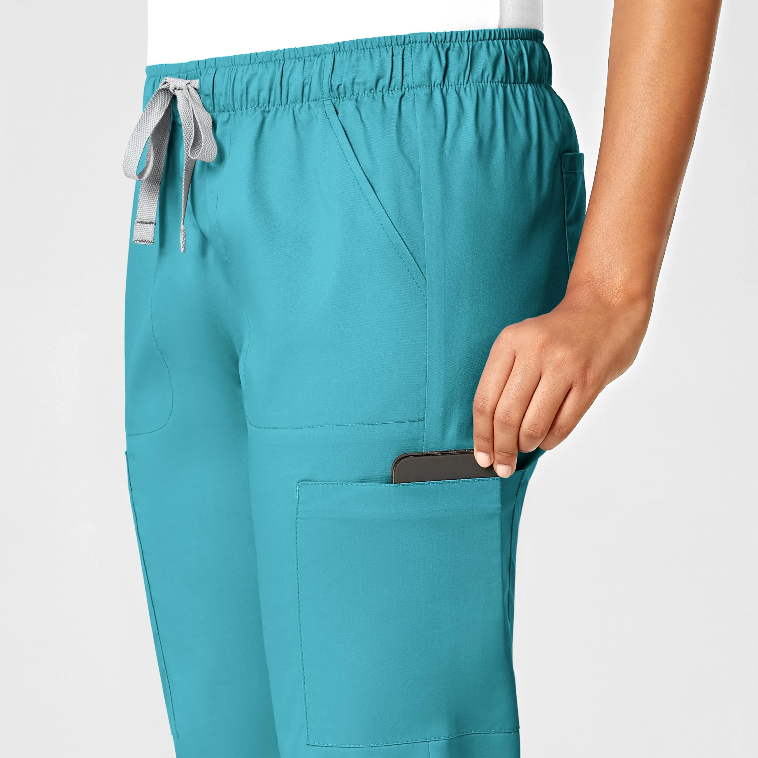 WonderWORK Women's Convertible Slim Leg Scrub Pant - Teal Blue