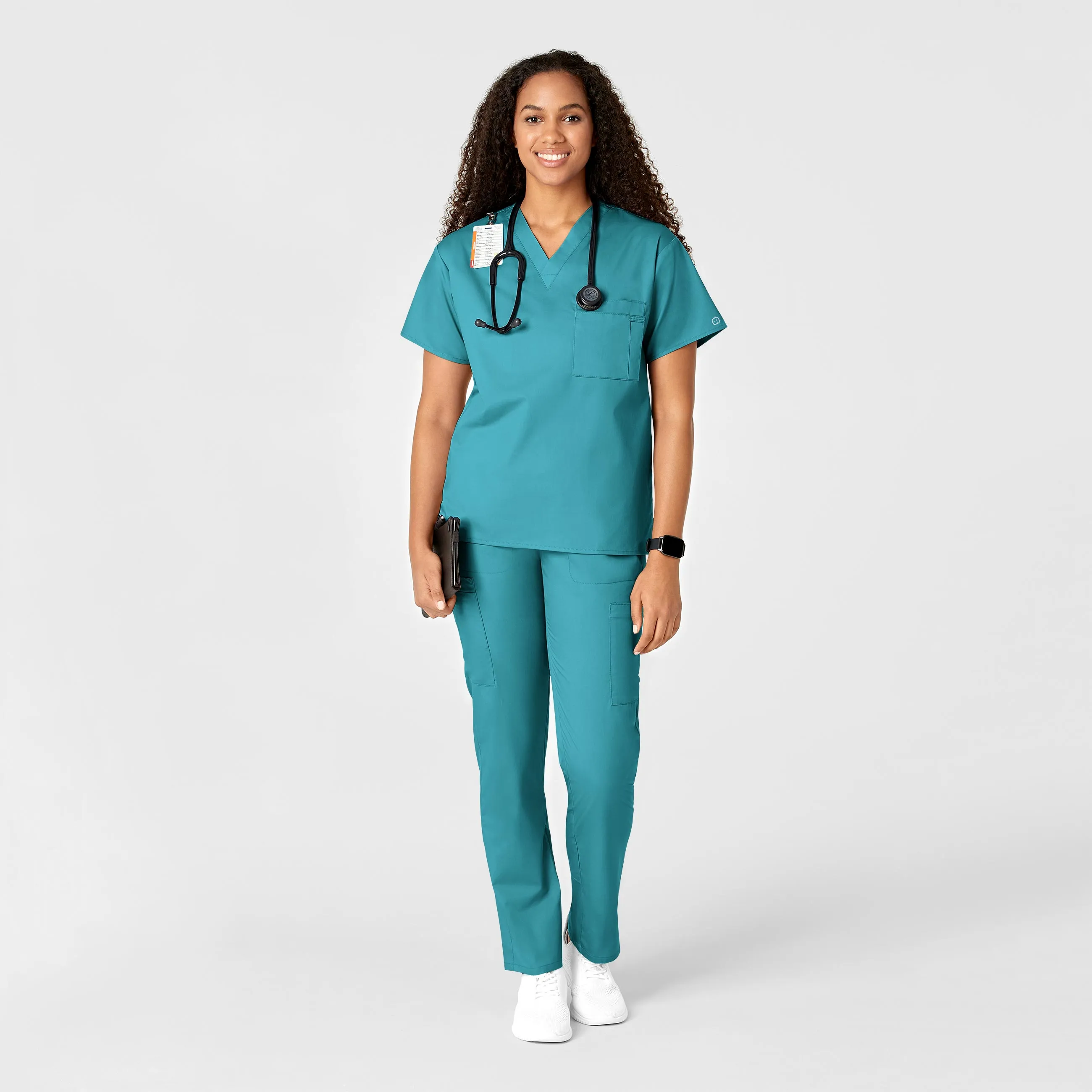 WonderWORK Women's Convertible Slim Leg Scrub Pant - Teal Blue