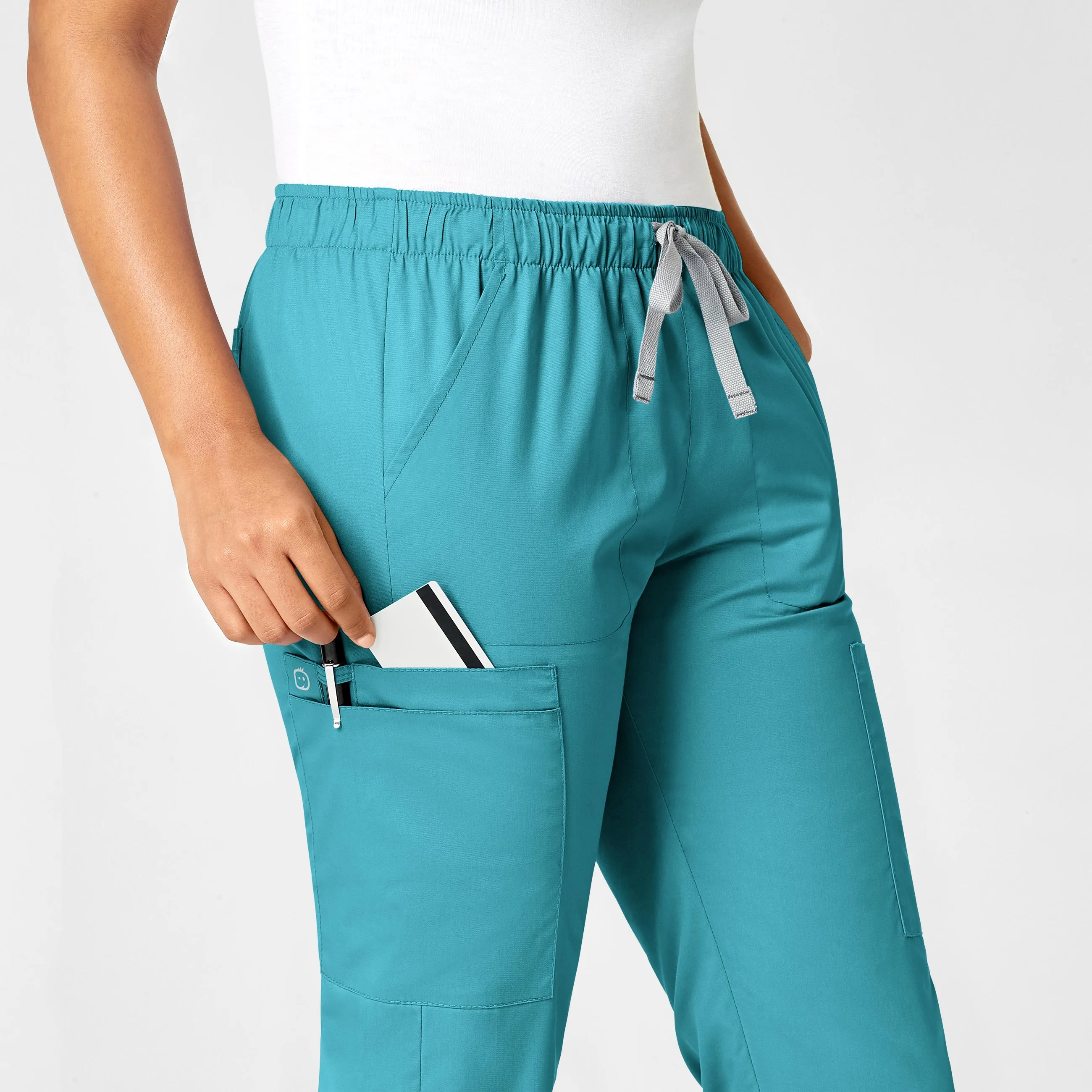 WonderWORK Women's Convertible Slim Leg Scrub Pant - Teal Blue