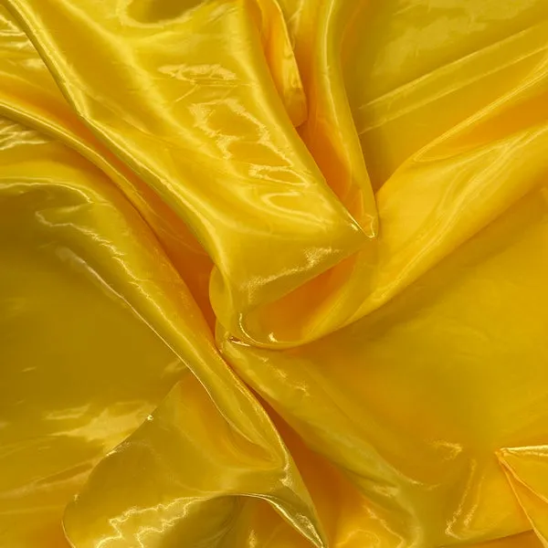 Yellow Crystalized Reflective Liquid Bridal Satin Fabric