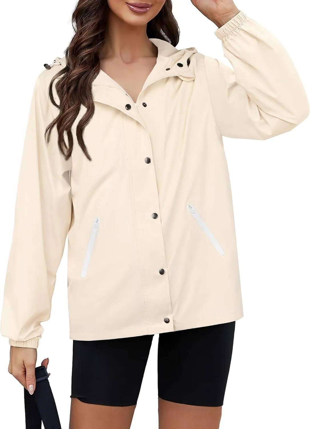 Zeagoo Rain Jacket Women Lightweight Waterproof Hooded Zip Raincoat