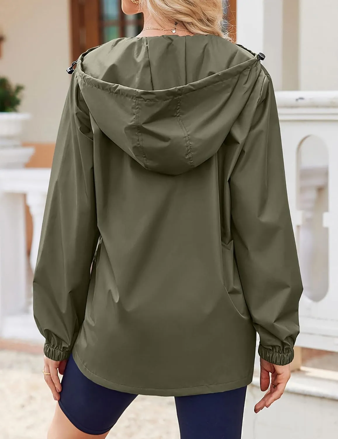 Zeagoo Rain Jacket Women Lightweight Waterproof Hooded Zip Raincoat