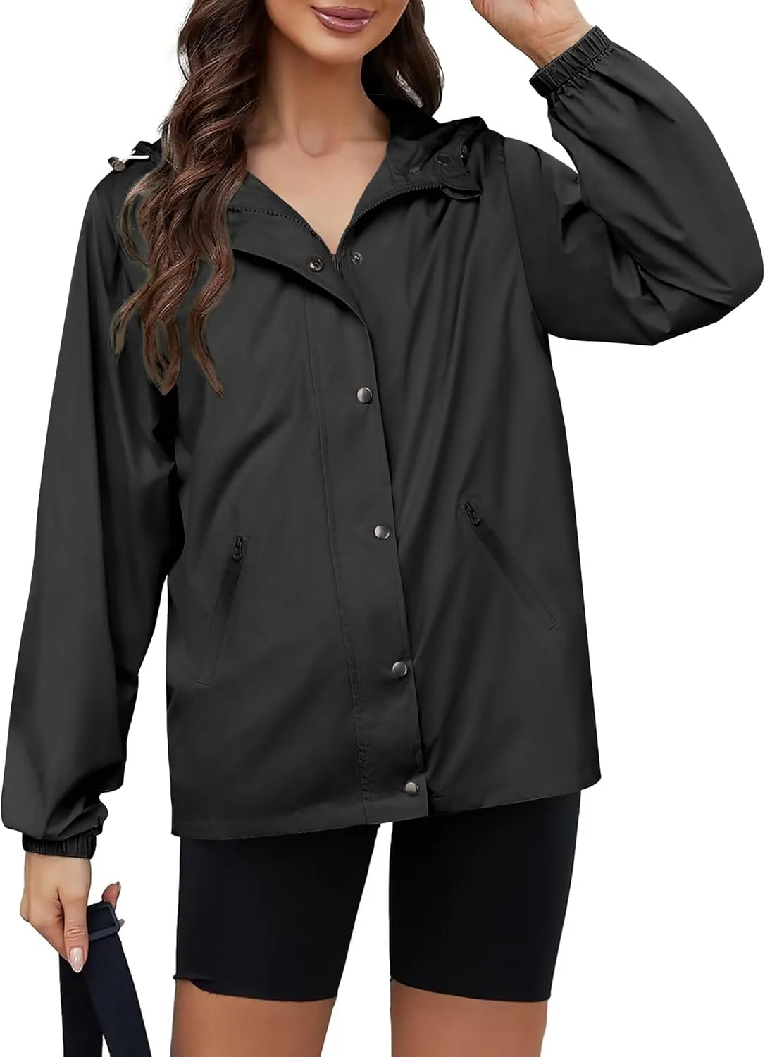 Zeagoo Rain Jacket Women Lightweight Waterproof Hooded Zip Raincoat