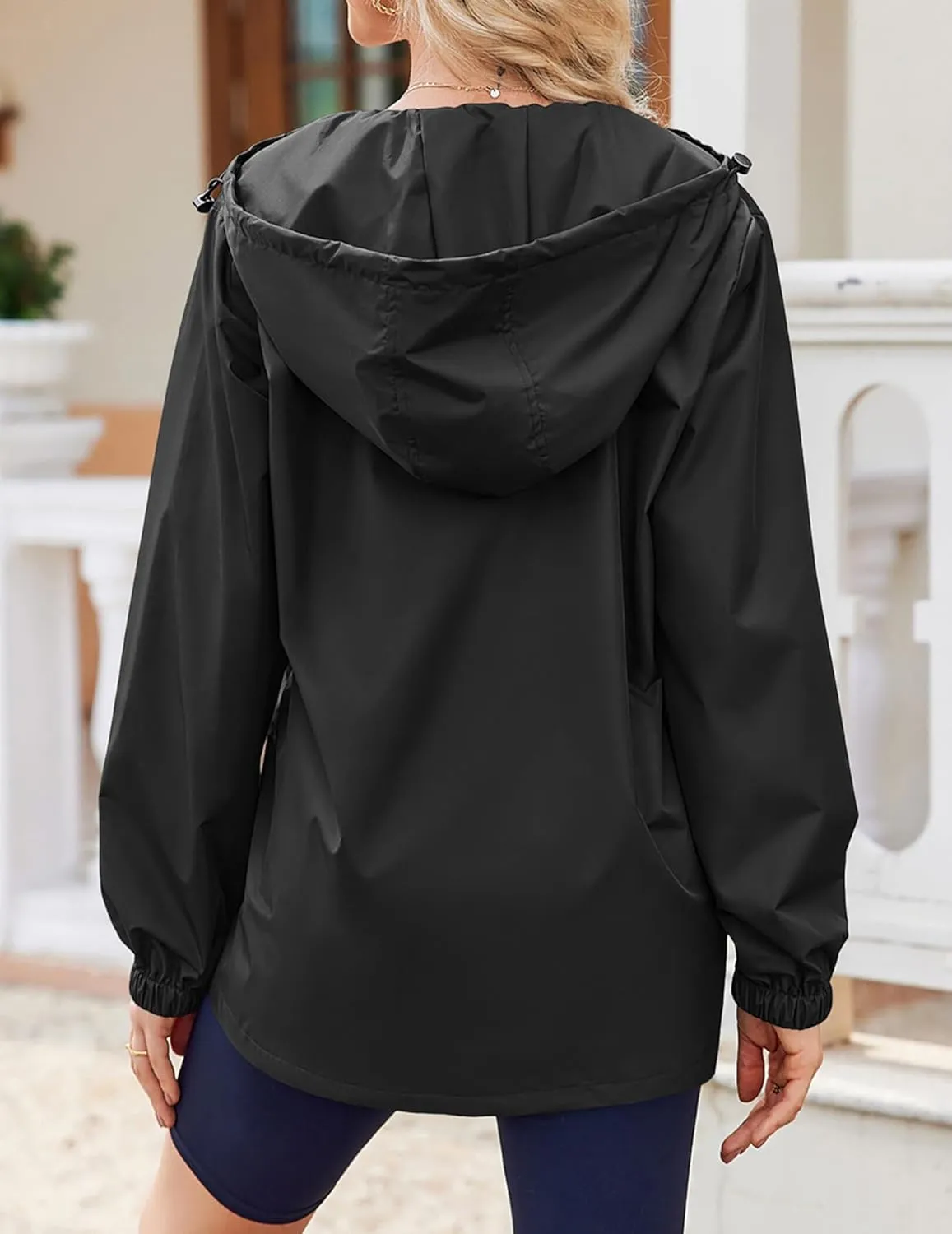 Zeagoo Rain Jacket Women Lightweight Waterproof Hooded Zip Raincoat