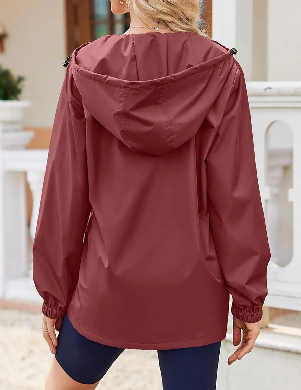Zeagoo Rain Jacket Women Lightweight Waterproof Hooded Zip Raincoat