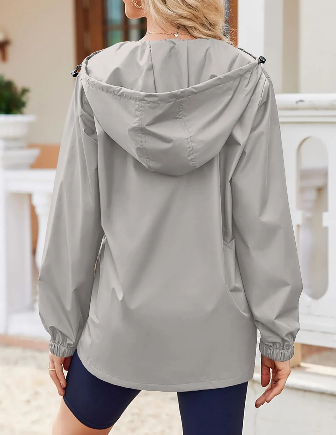 Zeagoo Rain Jacket Women Lightweight Waterproof Hooded Zip Raincoat