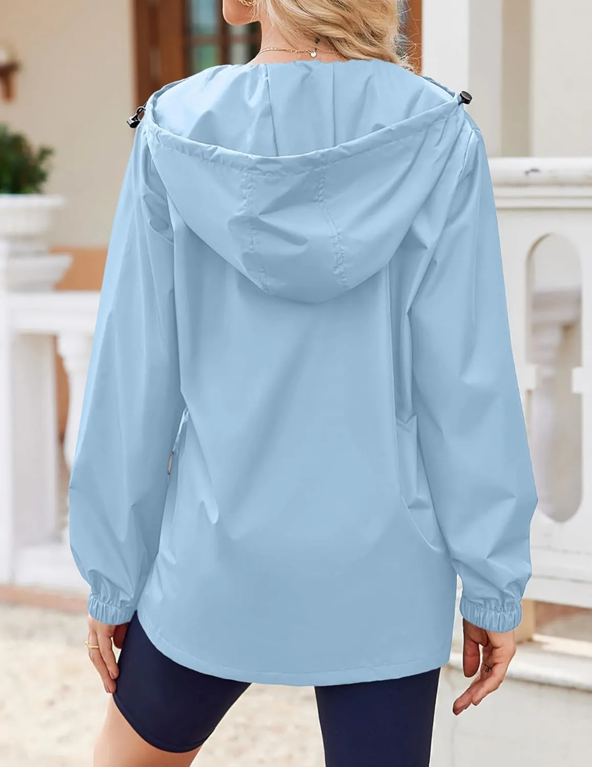Zeagoo Rain Jacket Women Lightweight Waterproof Hooded Zip Raincoat