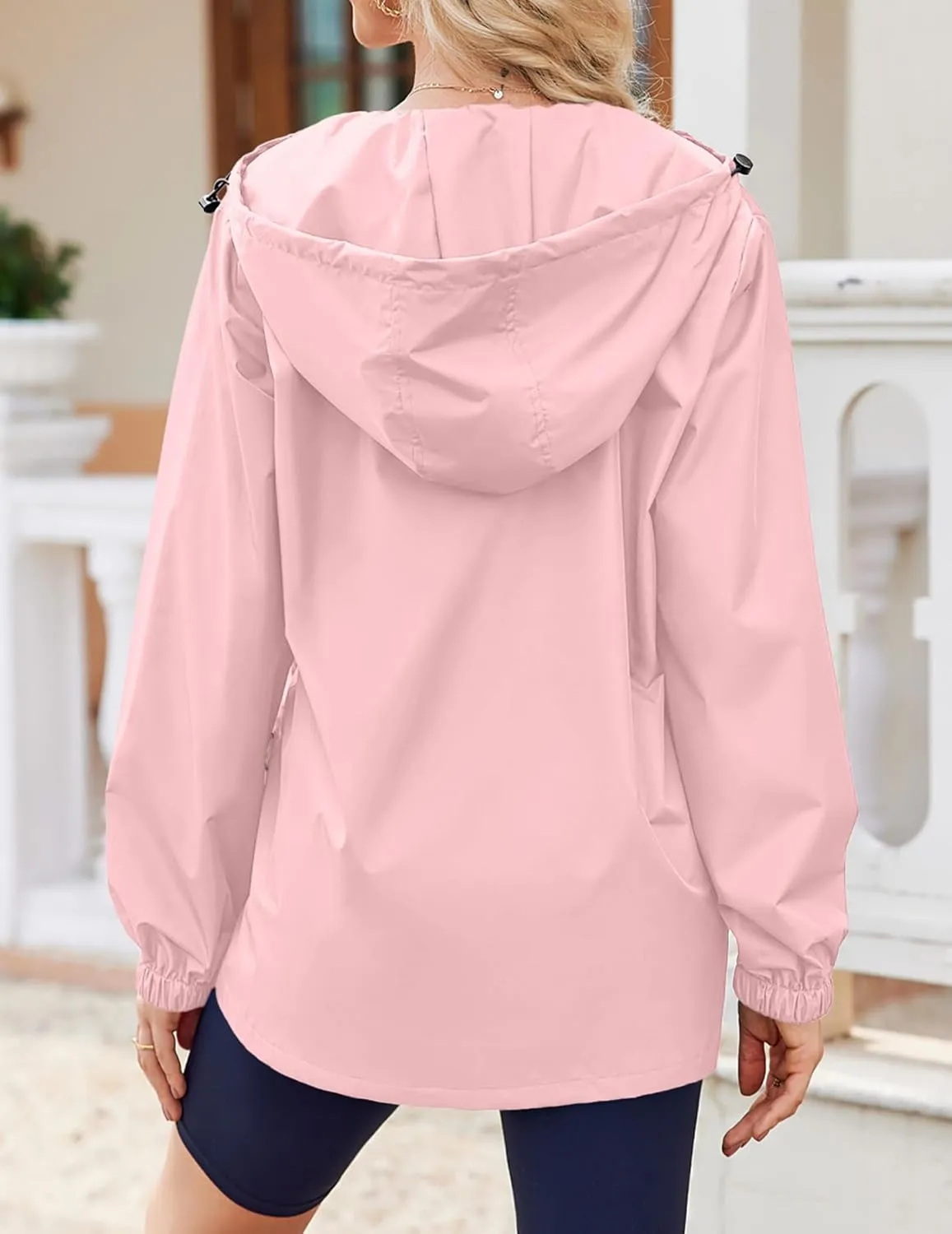 Zeagoo Rain Jacket Women Lightweight Waterproof Hooded Zip Raincoat