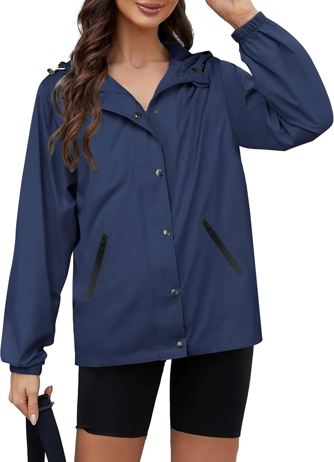 Zeagoo Rain Jacket Women Lightweight Waterproof Hooded Zip Raincoat