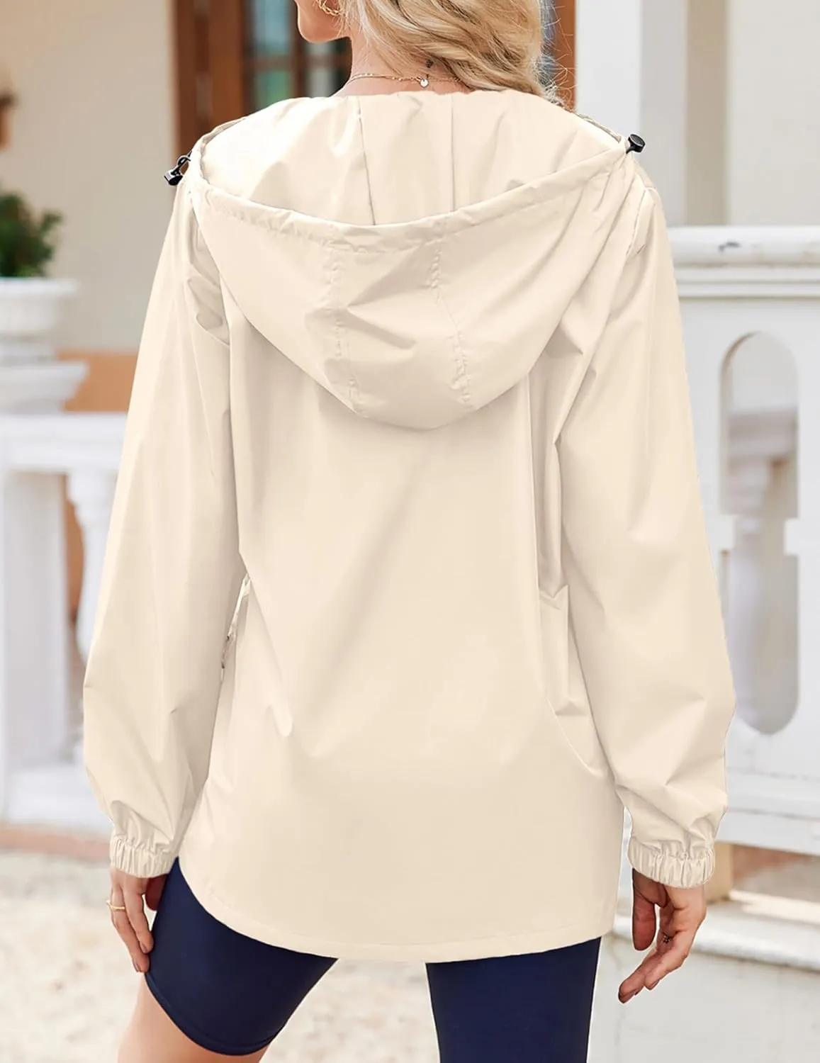 Zeagoo Rain Jacket Women Lightweight Waterproof Hooded Zip Raincoat