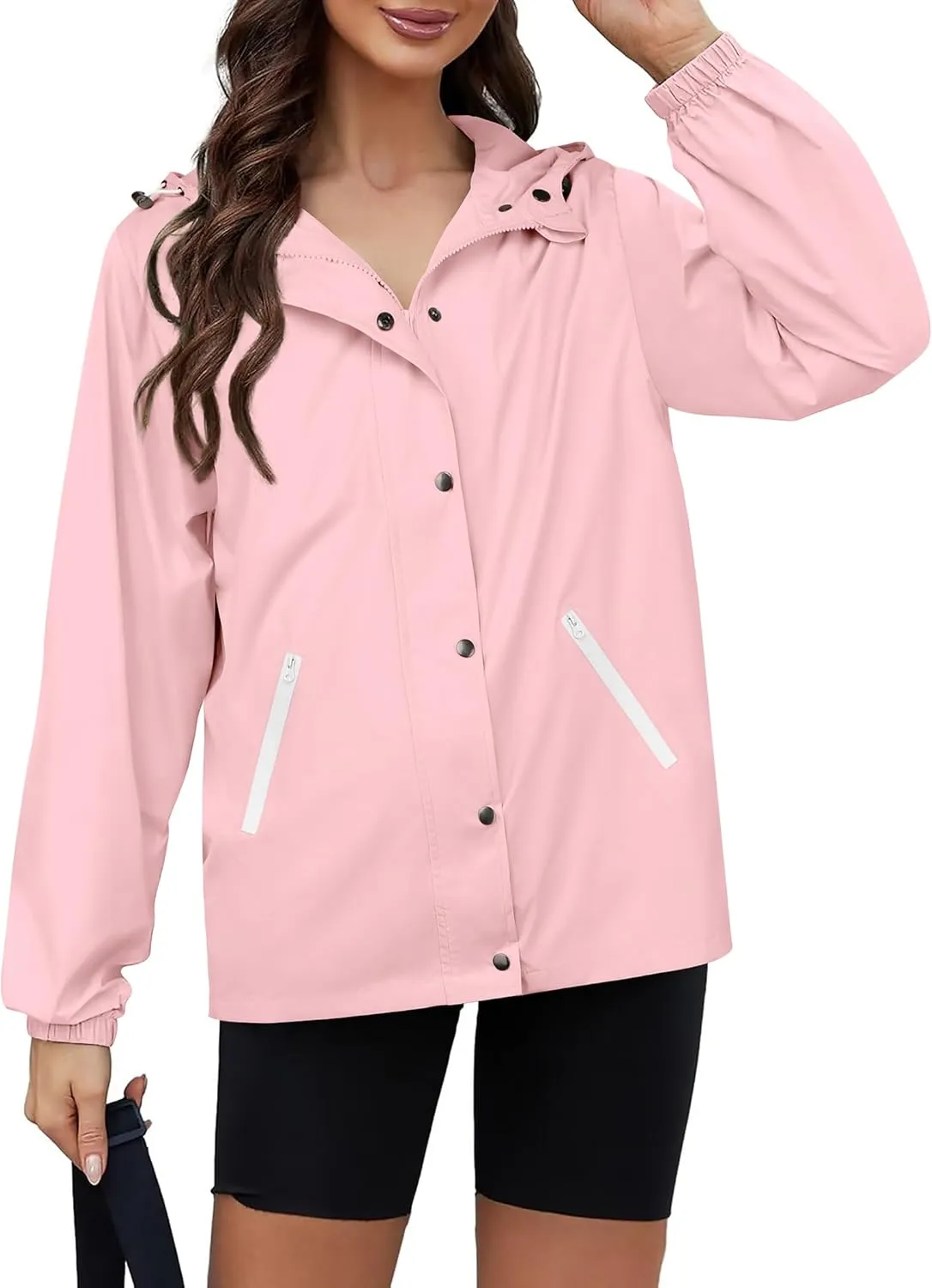 Zeagoo Rain Jacket Women Lightweight Waterproof Hooded Zip Raincoat