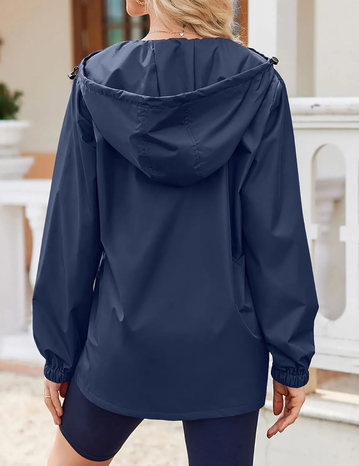 Zeagoo Rain Jacket Women Lightweight Waterproof Hooded Zip Raincoat