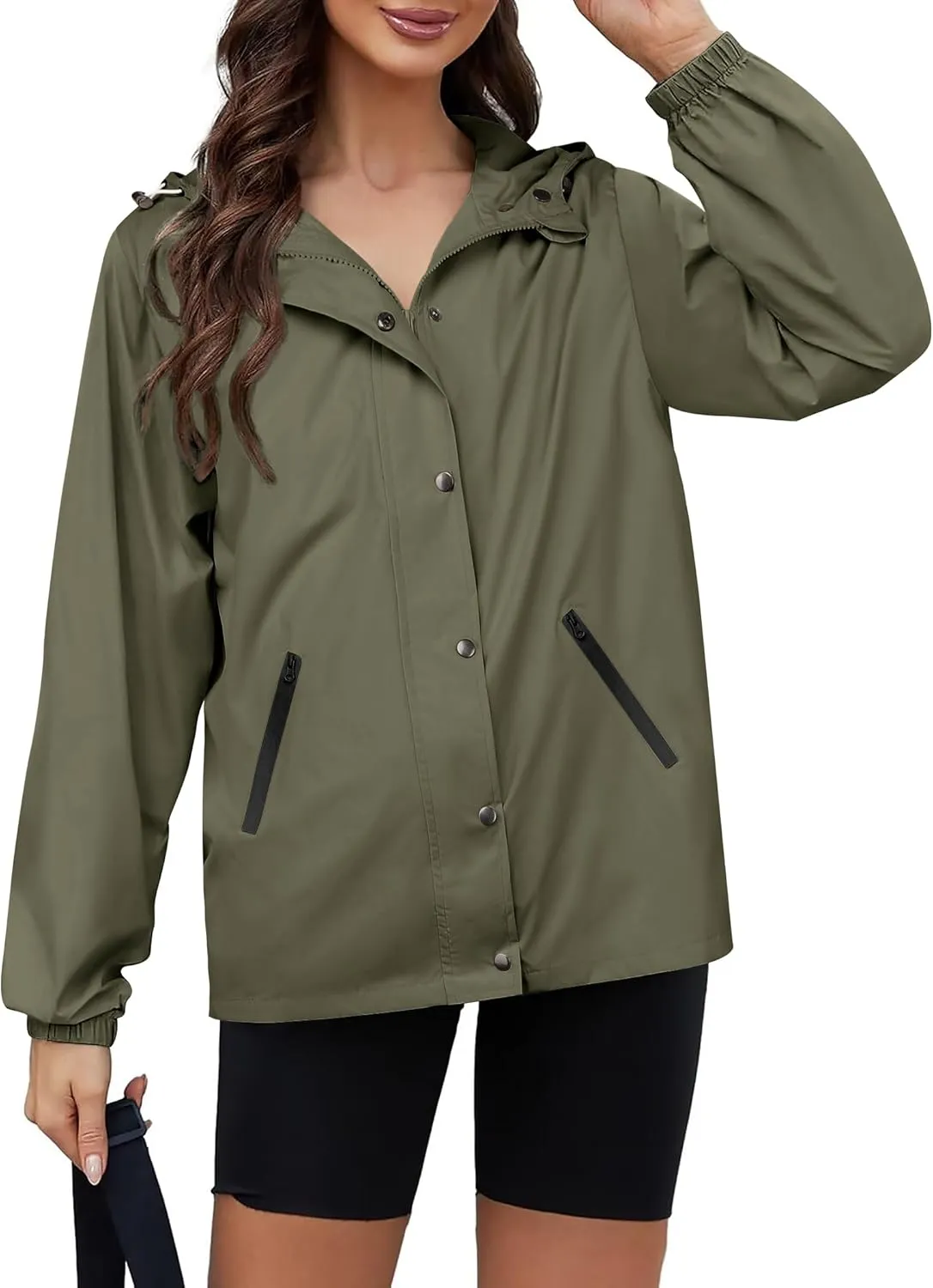 Zeagoo Rain Jacket Women Lightweight Waterproof Hooded Zip Raincoat