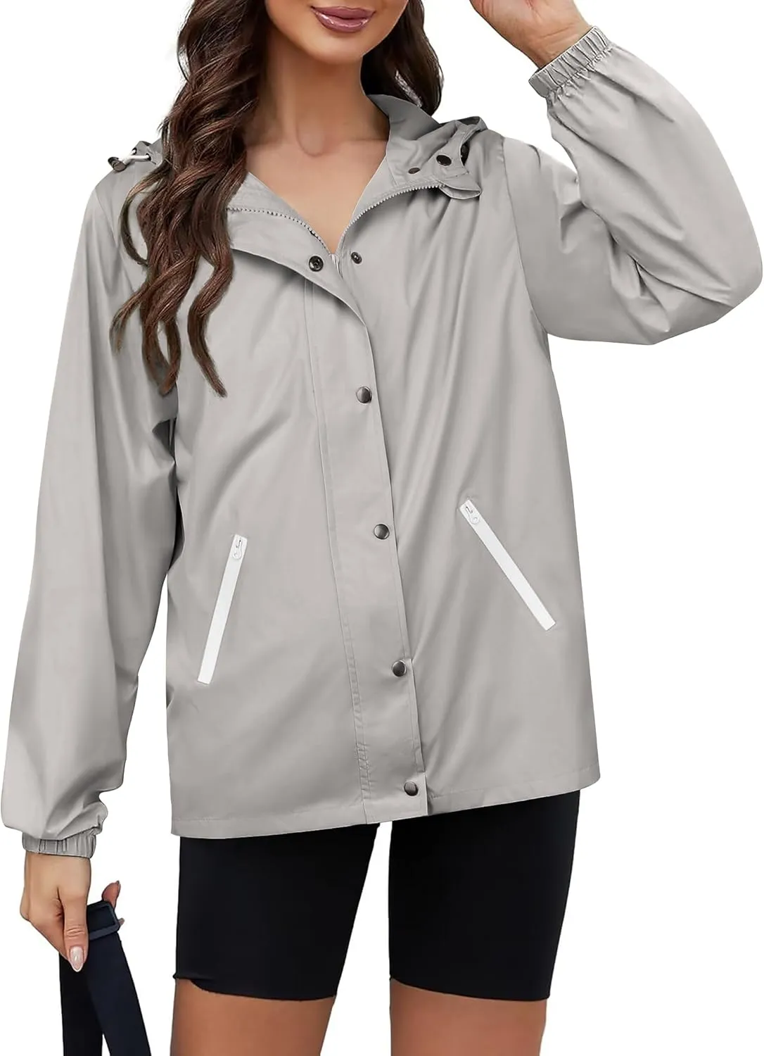 Zeagoo Rain Jacket Women Lightweight Waterproof Hooded Zip Raincoat